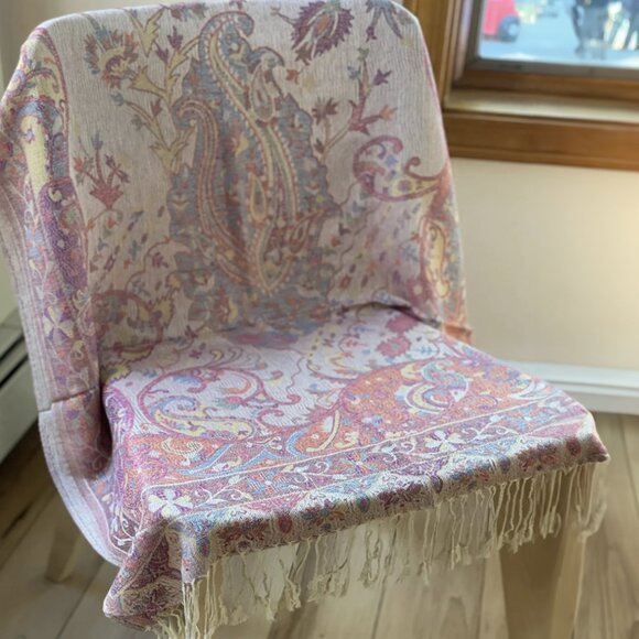 Pastel Pashmina Scarf, Ivory Shawl wrap Scarf Stole, Holiday Gift, Cozy warm - Picture 1 of 5